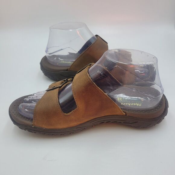 Skechers Women's Reggae Jammin Sandals Size 7 Brown Leather Outdoor Beach Casual - Picture 3 of 9